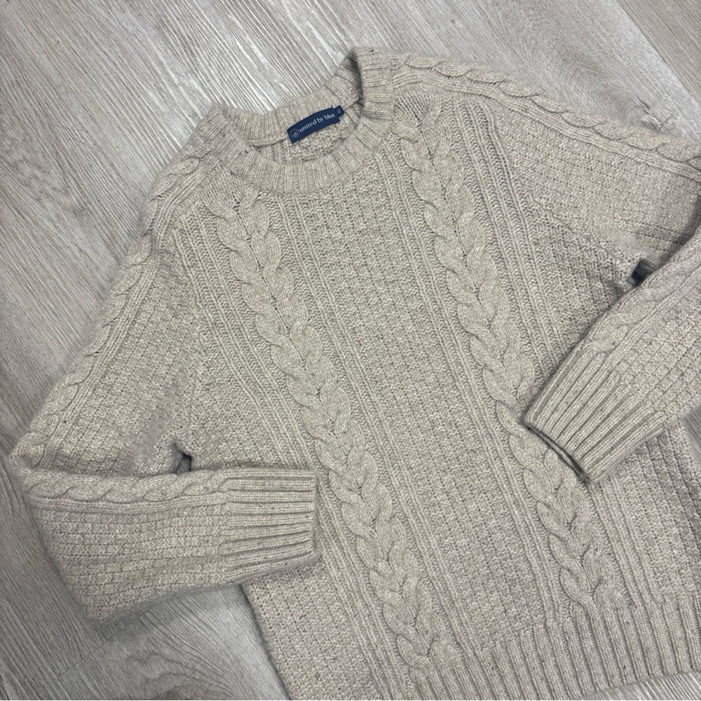 United by Blue Cable Knit Wool Sweater Preppy Size XL